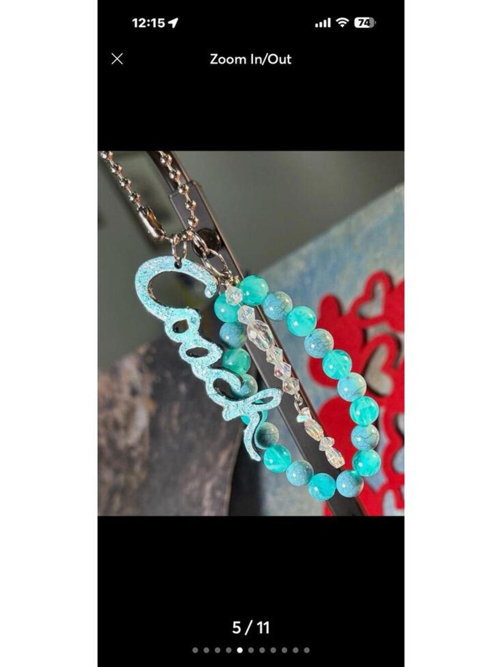 Authentic Coach charm and a beaded purse charm teal and purple iridescent - Picture 2 of 10